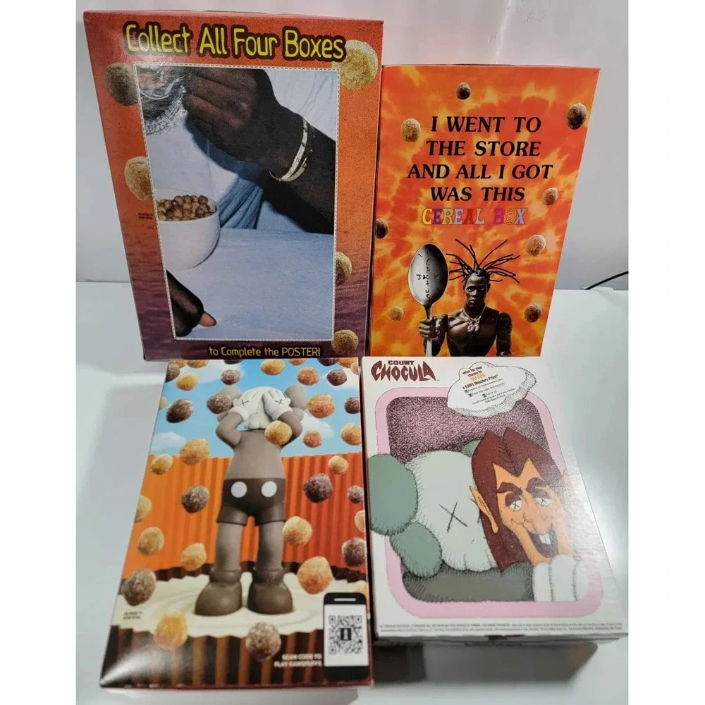 GM REESE'S Puffs Kaws & Travis Scott & Lil Yachty SEALED Boxes Lot 4 NEW